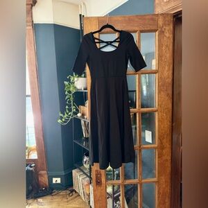 NWOT - Pact Fit & Flare Double Scoop Dress with cross back - black - XS